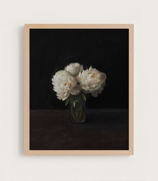 Peonies, Dark Background