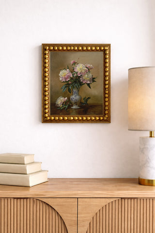 Peonies in a Blue and White Vase