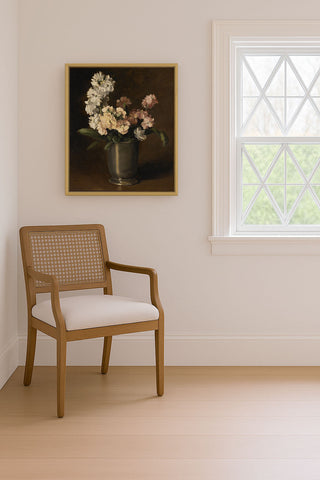PINK AND WHITE STOCKS IN PEWTER VASE - Museum Quality Art