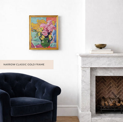 Pink and Yellow Flowers in Green Vase