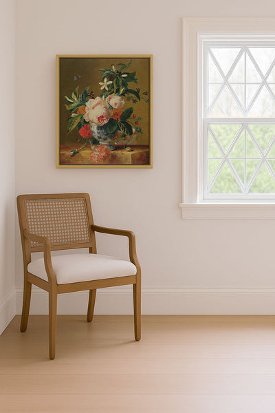 Pink Flowers in a Blue Vase