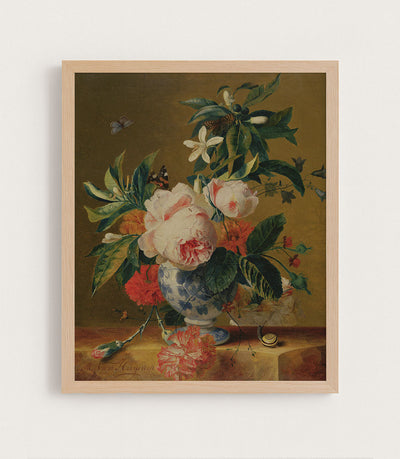 Pink Flowers in a Blue Vase