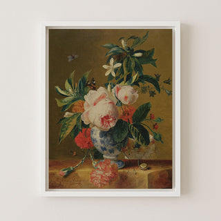 Pink Flowers in a Blue Vase