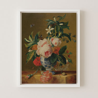 Pink Flowers in a Blue Vase