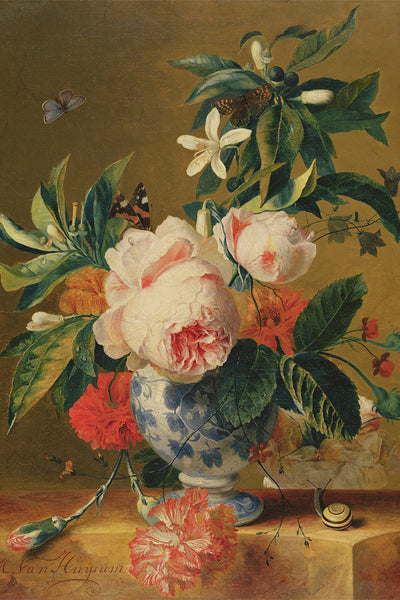 Pink Flowers in a Blue Vase