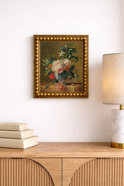 Pink Flowers in a Blue Vase