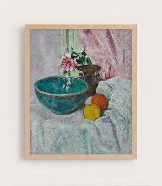 Pink Rose, Fruit, and Still Life
