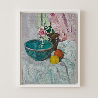 Pink Rose, Fruit, and Still Life