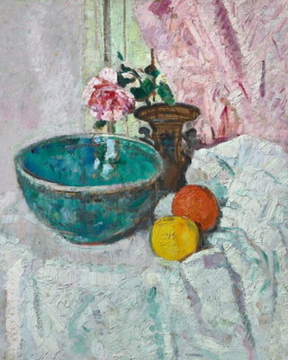 Pink Rose, Fruit, and Still Life