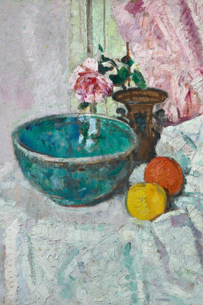 Pink Rose, Fruit, and Still Life