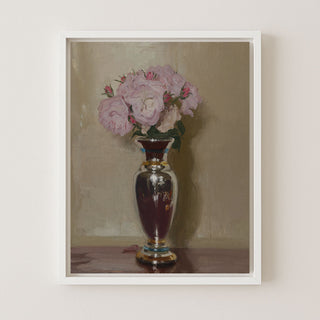 Pink Roses in a Silver Lustre Vase