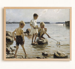 PLAYING ON THE SHORE - Museum Quality Art