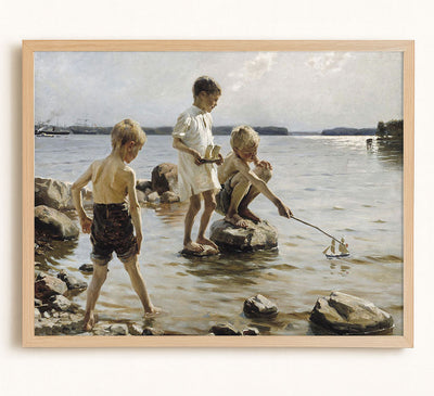 PLAYING ON THE SHORE - Museum Quality Art