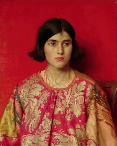 PORTRAIT OF A GIRL, RED BACKGROUND