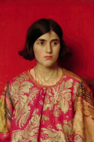 PORTRAIT OF A GIRL, RED BACKGROUND