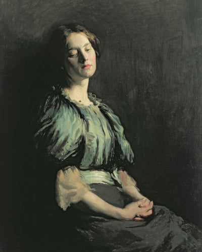 PORTRAIT OF A GIRL WEARING A GREEN DRESS