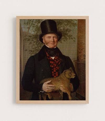 PORTRAIT OF EDWARD CROSS HOLDING A LION CUB - Museum Quality Art