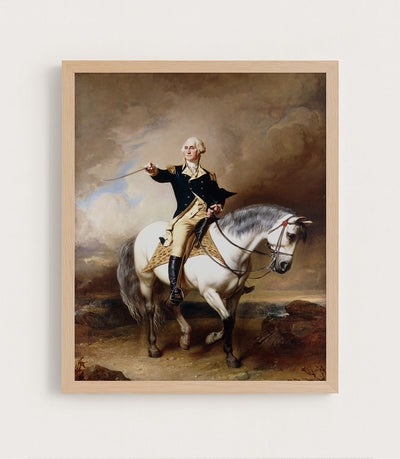 PORTRAIT OF GEORGE WASHINGTON TAKING THE SALUTE AT TRENTON - Museum Quality Art