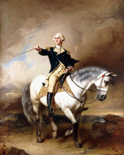 PORTRAIT OF GEORGE WASHINGTON TAKING THE SALUTE AT TRENTON