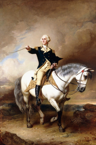 PORTRAIT OF GEORGE WASHINGTON TAKING THE SALUTE AT TRENTON