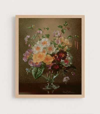 PRIMULAS IN A GLASS VASE - Museum Quality Art