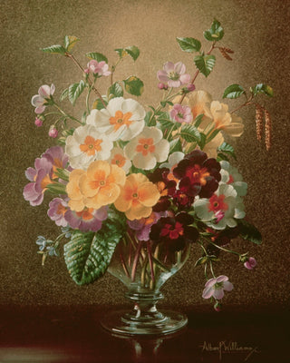 Primulas in a Glass Vase