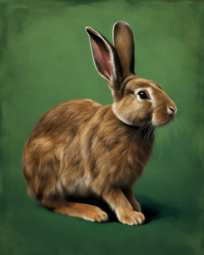 RABBIT, DARK GREEN BACKGROUND