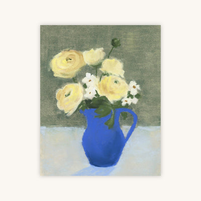 RANUNCULUS IN A BLUE VASE — Primary Image