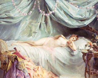 RECLINING NUDE IN AN ELEGANT INTERIOR art print - Museum Quality Art