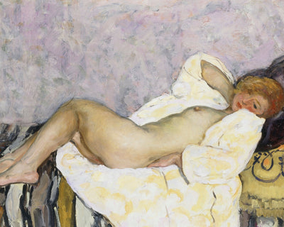 RECLINING NUDE, LAVENDER WALL