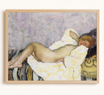 RECLINING NUDE, LAVENDER WALL