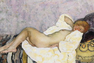 RECLINING NUDE, LAVENDER WALL
