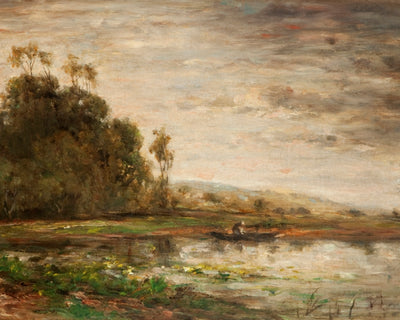 RIVER SCENE AT SUNSET