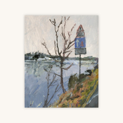 RIVER THAMES WITH TREE AND ROAD SIGNS — Primary Image
