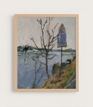 River Thames With Tree and Road Signs