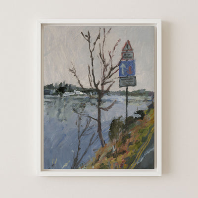 River Thames With Tree and Road Signs