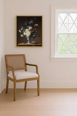 ROSES AND OTHER FLOWERS IN A BLUE AND WHITE VASE - Museum Quality Art