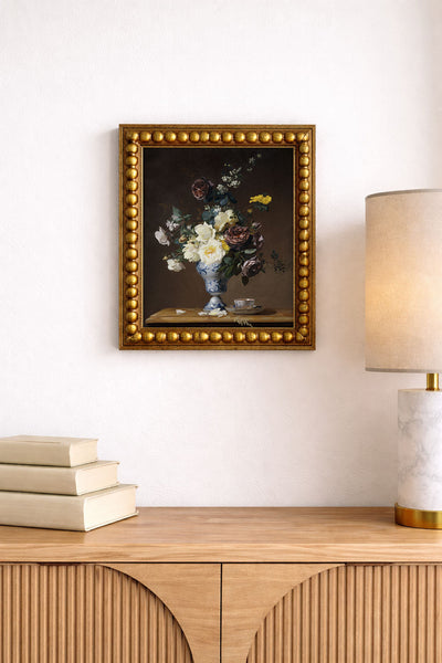 Roses and Other Flowers in a Blue and White Vase