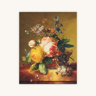 ROSES AND OTHER FLOWERS ON A LEDGE — Primary Image