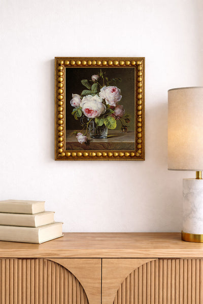 Roses in a Glass Vase on a Ledge