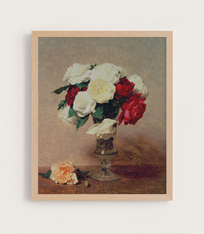 ROSES IN A VASE WITH STEM - Museum Quality Art