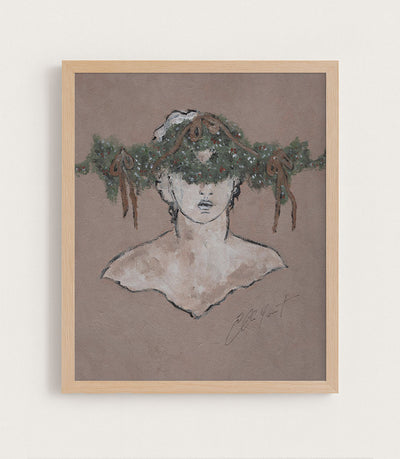 Sculpture Ornée De Guirlande