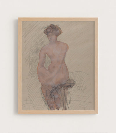 SEATED FEMALE NUDE - Museum Quality Art