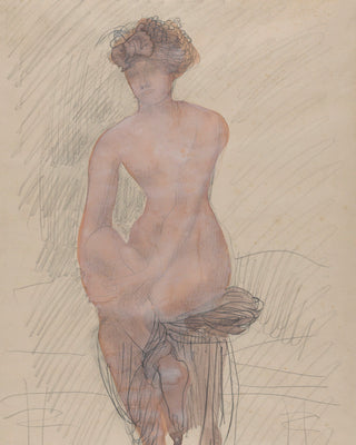 SEATED FEMALE NUDE - Museum Quality Art