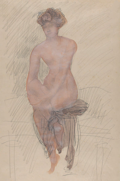 SEATED FEMALE NUDE - Museum Quality Art