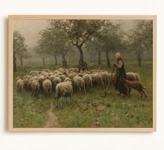 Shepherdess With a Flock of Sheep