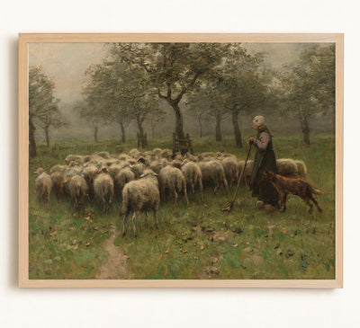 Shepherdess With a Flock of Sheep
