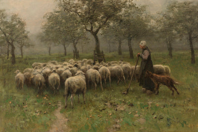 Shepherdess With a Flock of Sheep