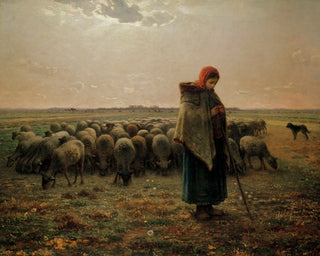 SHEPHERDESS WITH HER FLOCK art print - Museum Quality Art
