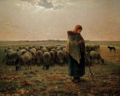 SHEPHERDESS WITH HER FLOCK art print - Museum Quality Art